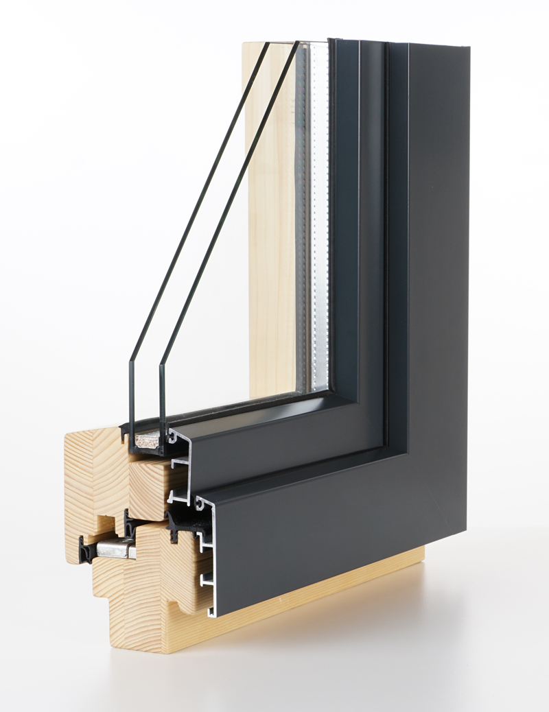 Holz/Alu-Fenster Heger, System flächenversetzt